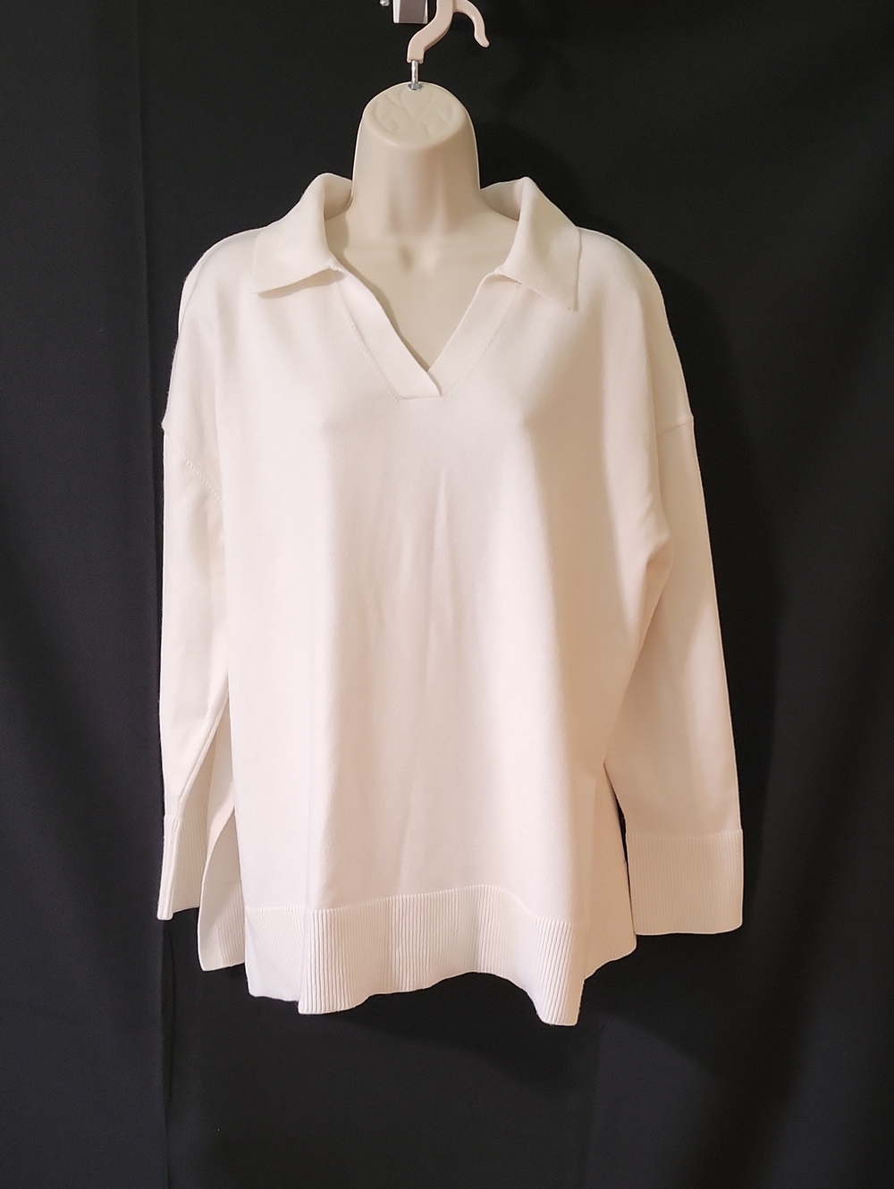 Lillusory Women's Cream V-Neck Polo Sweater, Size S